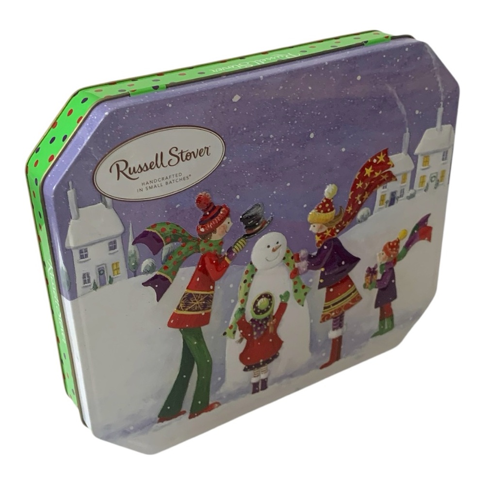 Russell Stover Holiday Snowman Collectible Tin Hinged Artwork Claire Comerford
